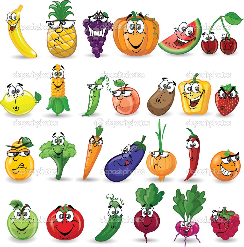 Frutas E Legumes Dos Desenhos Animados â Vetor De Stock